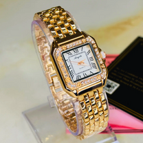 Meibin Rosegold Santos White Zircon Watch