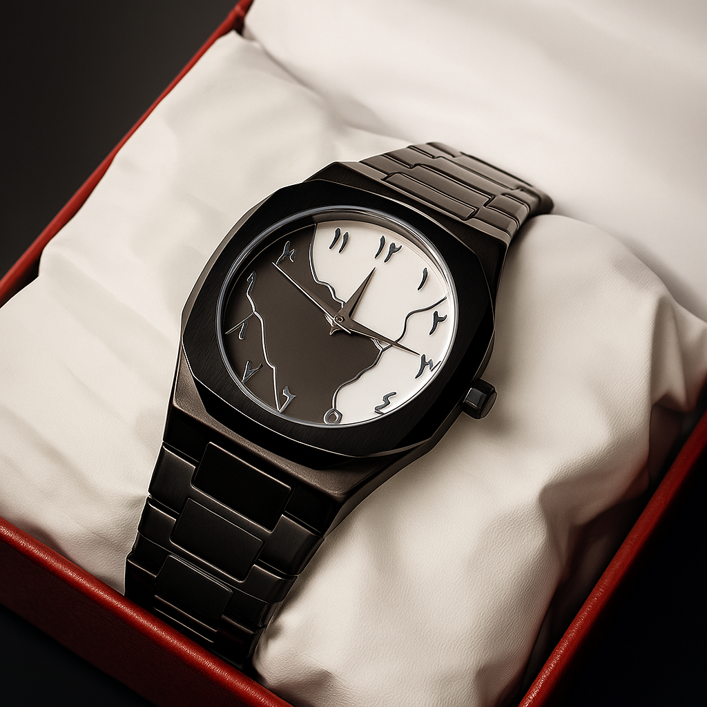 Black Aura White Textured Watch