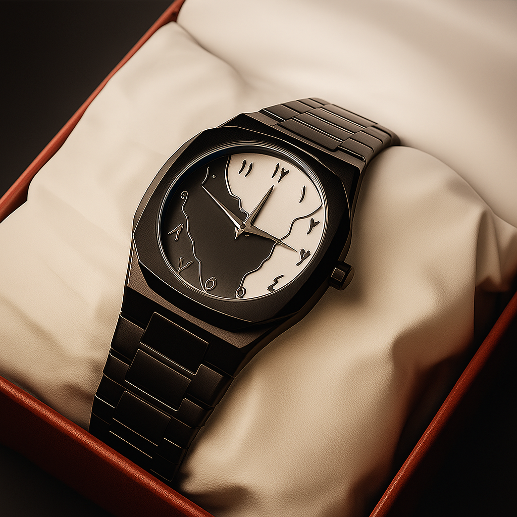 Black Aura White Textured Watch