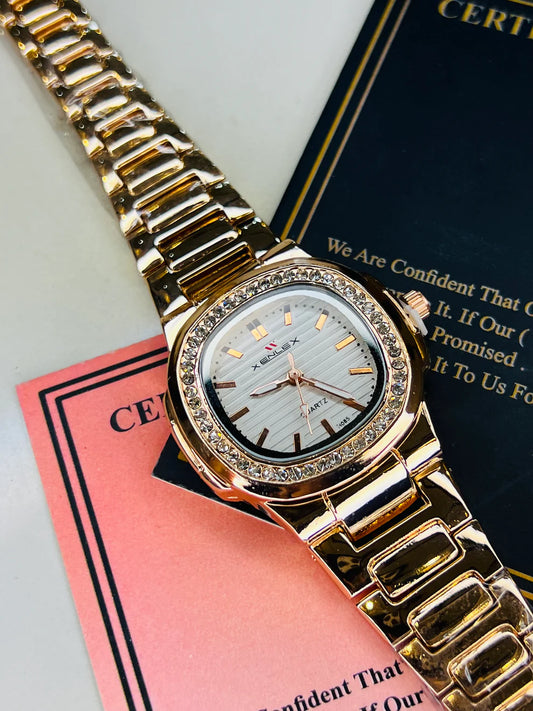 Xenlex Nautilus RoseGold Zircon Watch