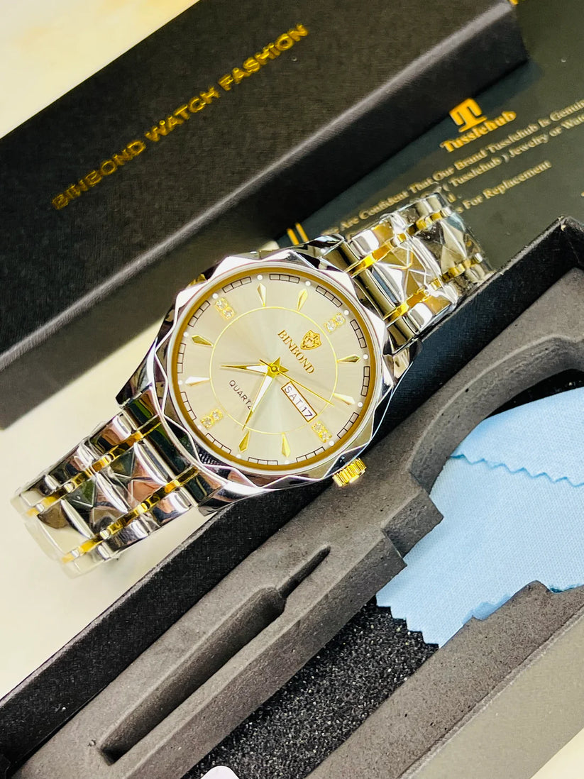 Binbond Silver Prism Watch – Two Tone Stainless Steel