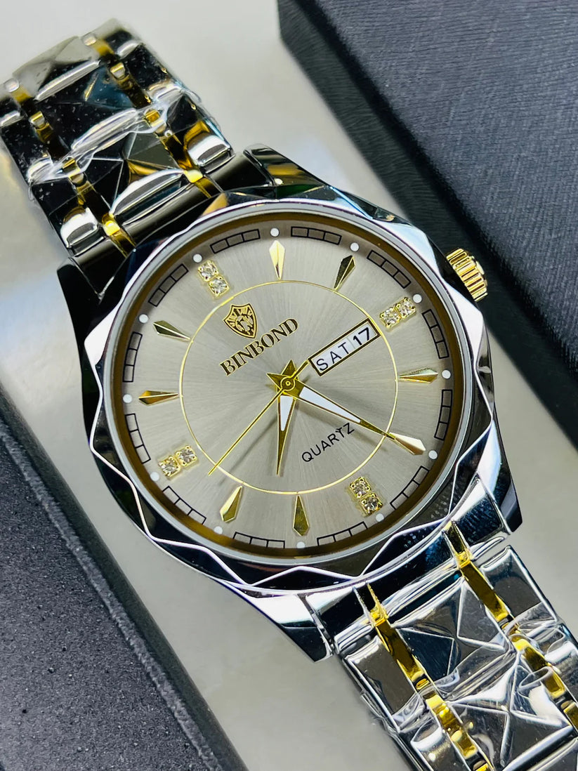 Binbond Silver Prism Watch – Two Tone Stainless Steel