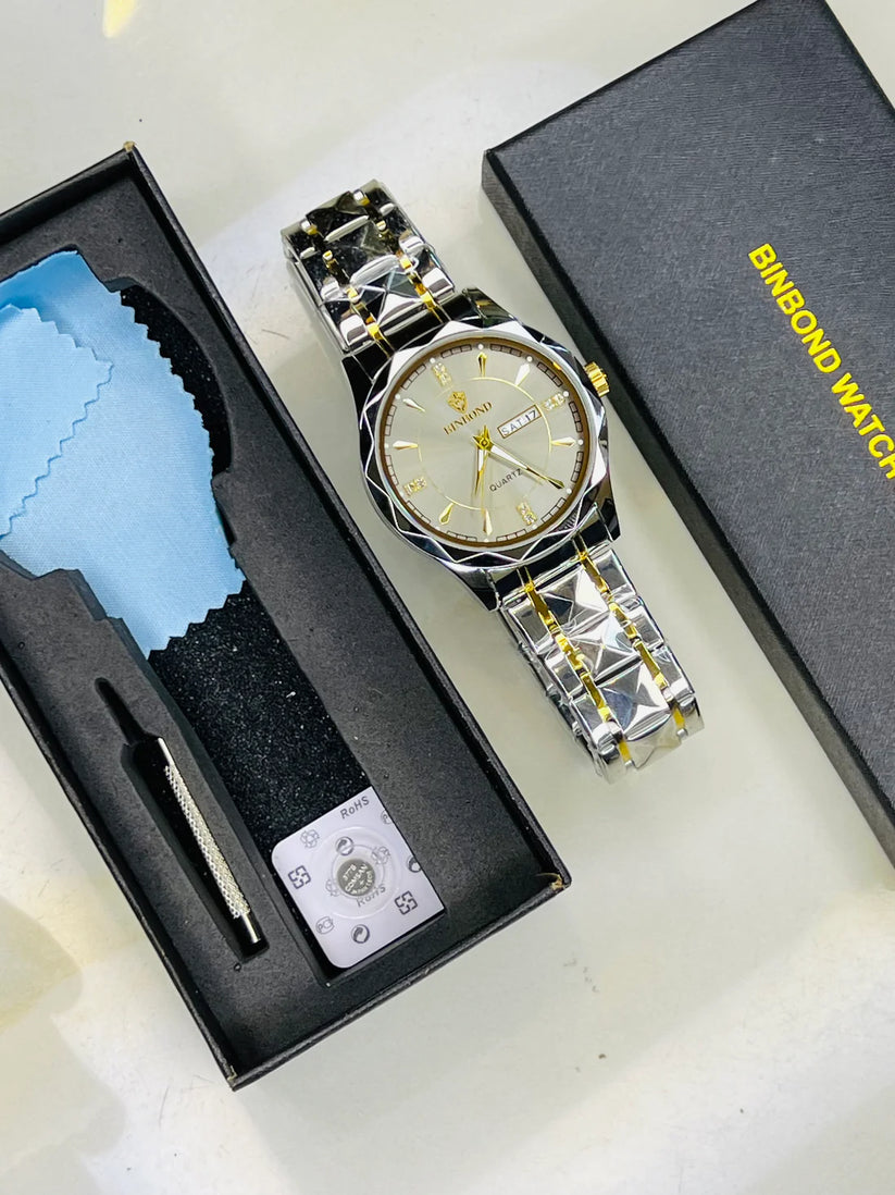 Binbond Silver Prism Watch – Two Tone Stainless Steel