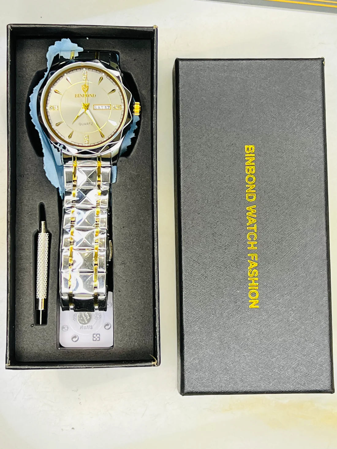 Binbond Silver Prism Watch – Two Tone Stainless Steel