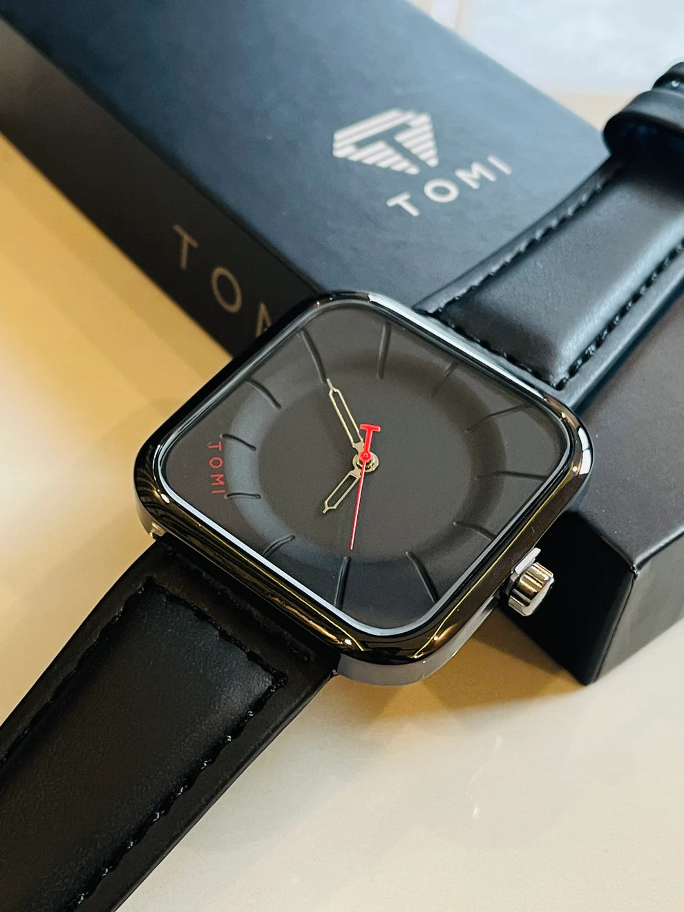 Tomi Square Black Dial Watch